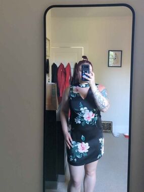 Floral V-Neck Choker Slip Dress